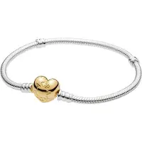 Pandora Bracelet Maille Serpent Fermoir Coeur Pandora Moments