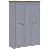 vidaXL Garde-robe 3 portes Gris 118x50x171,5 cm Pin Assortiment Panama