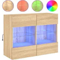 vidaXL Armoire TV murale avec lampes LED Chêne Sonoma 78,5x30x60,5 cm
