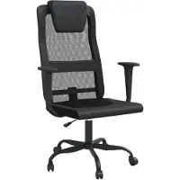 vidaXL Chaise de bureau Réglable en hauteur Noir Résille et similicuir
