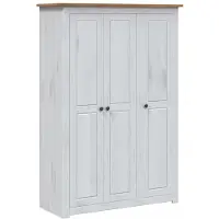 vidaXL Garde-robe 3 portes Blanc 118x50x171,5cm Pin Assortiment Panama