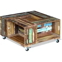 vidaXL Table basse en vieux bois massif 70x70x35 cm