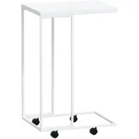 vidaXL Table d'appoint avec roulettes Blanc 40x30x63,5 cm Bois composite