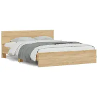 vidaXL Cadre de lit avec tête de lit chêne Sonoma 140x190 cm