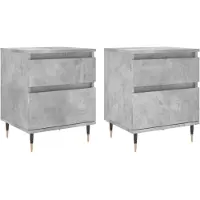 vidaXL Tables de chevet 2 pcs gris b¿¿ton 40x35x50 cm bois d¡¯ing¿¿nierie