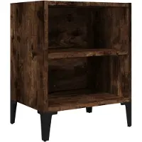 vidaXL Table de chevet avec pieds en métal Chêne fumé 40x30x50 cm