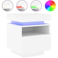 Super Merchant Armoire de chevet avec lumières LED blanc 40x39x48,5 cm