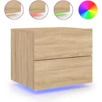 vidaXL Table de chevet murale avec lumières LED chêne sonoma