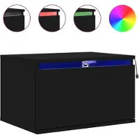 vidaXL Table de chevet murale avec lumières LED noir