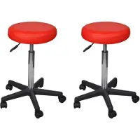 vidaXL Tabouret de bureau 2 pcs. Rouge 35,5x84 cm similicuir