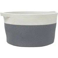 vidaXL Panier de rangement gris et blanc Ø40x25 cm coton