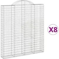 vidaXL Gabions avec arc surélevé 8 pcs. 200x30x220/240cm Fer galvanisé