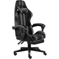 vidaXL Chaise de jeu avec repose-pieds Noir et gris Similicuir