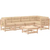 vidaXL Ensemble salon de jardin 6 pièces avec coussins bois massif