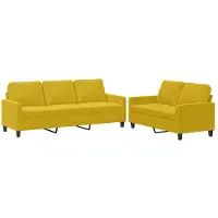 vidaXL Ensemble de canapés 2 pièces avec coussins Velours jaune