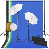 vidaXL Kit de studio photo avec lampes toile de fond et réflecteur