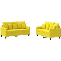 vidaXL Ensemble de canapés 2 pièces avec coussins Tissu jaune clair