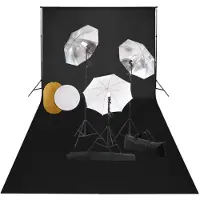 vidaXL Kit de studio photo avec lampes toile de fond et réflecteur