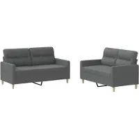 vidaXL Ensemble de canapés 2 pièces avec coussins Tissu gris foncé