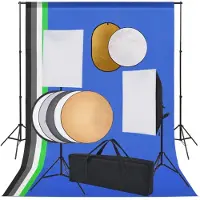 vidaXL Kit de studio photo boîte à lumière toile de fond et réflecteur