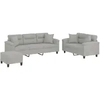 vidaXL Ensemble de canapés 3 pièces avec coussins gris clair tissu microfibre