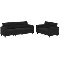vidaXL Ensemble de canapés 2 pièces avec coussins Noir Tissu microfibre