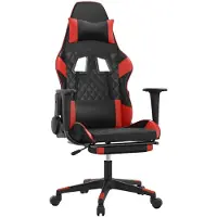 vidaXL Chaise de jeu avec massage & repose-pieds Noir & rouge Similicuir