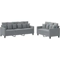 vidaXL Ensemble de canapés 2 pièces avec coussins Tissu gris clair