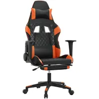 vidaXL Fauteuil gaming avec fonction massage et repose-pieds, noir et orange, en similicuir