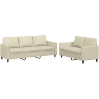 vidaXL Ensemble de canapés 2 pièces avec coussins Crème Similicuir