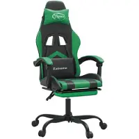 vidaXL Chaise de jeu avec repose-pieds Noir et vert Similicuir