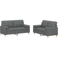 vidaXL Ensemble de canapés 2 pièces avec coussins Tissu gris foncé