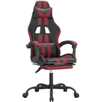 vidaXL Chaise de jeu avec repose-pieds noir et bordeaux similicuir