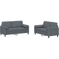 vidaXL Ensemble de canapés 2 pièces avec coussins gris foncé velours