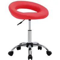 vidaXL Tabouret de travail à roulettes rouge similicuir