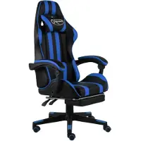 vidaXL Chaise de jeu avec repose-pieds Noir et bleu Similicuir