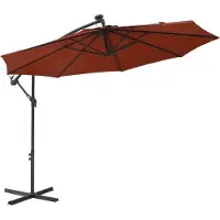 vidaXL Parapluie avec éclairage LED et mât en acier Terracota