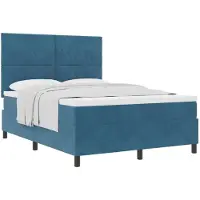 vidaXL Lit boxspring avec matelas bleu foncé 140 x 200 cm velours