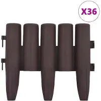 vidaXL Bordure de pelouse 36 pcs. Marron 10 m PP