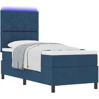 vidaXL Lit boxspring avec matelas et éclairage LED bleu 80 x 200 cm Tissu