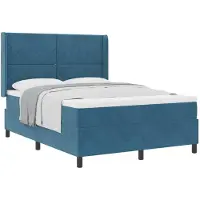vidaXL Lit boxspring avec tête de lit bleu 160 x 200 cm velours