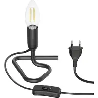 Ledscom.de lampe de table TRIN noire, avec prise et interrupteur, de la marque , et une ampoule LED E14 de 452 lumens, lumière blanc chaud