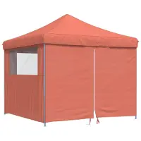 vidaXL Tente de réception pliante Pop-Up avec 4 panneaux latéraux rouge terracotta