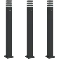 vidaXL Lampes de chemin avec détecteur de mouvement 3 pcs. noir 110cm aluminium