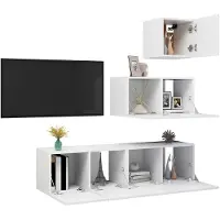 vidaXL Ensemble de 4 armoires TV blanc en bois composite