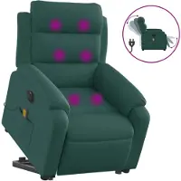 vidaXL Fauteuil de massage électrique avec releveur Tissu vert foncé