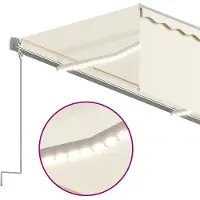 vidaXL Store automatique avec rouleau LED Capteur de vent 3,5 x 2,5 m Crème