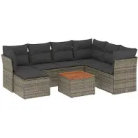 vidaXL Ensemble de jardin canapé 8 pièces avec coussins Gris Poly rotin