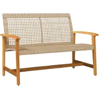 vidaXL Banc de jardin Beige 112 cm Poly rotin et bois d'acacia