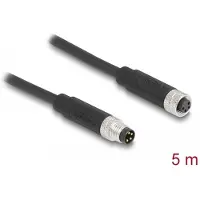 DeLOCK M8 4 broches câble A-codée fiche vers prise PUR (TPU) 5 m - D